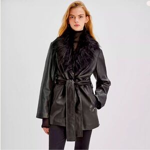 FREE PEOPLE PENNY LANE LEATHER COAT - MSRP $898